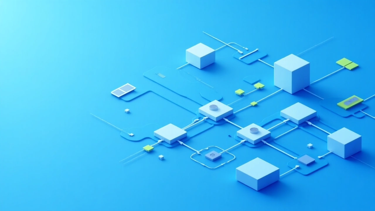 Abstract visualization of blockchain technology with connected nodes
